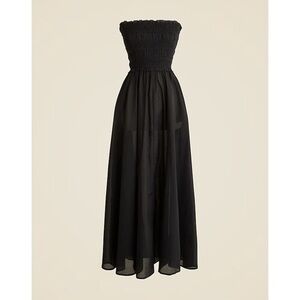 NWT J. Crew Smocked Maxi Dress Cotton Voile Black